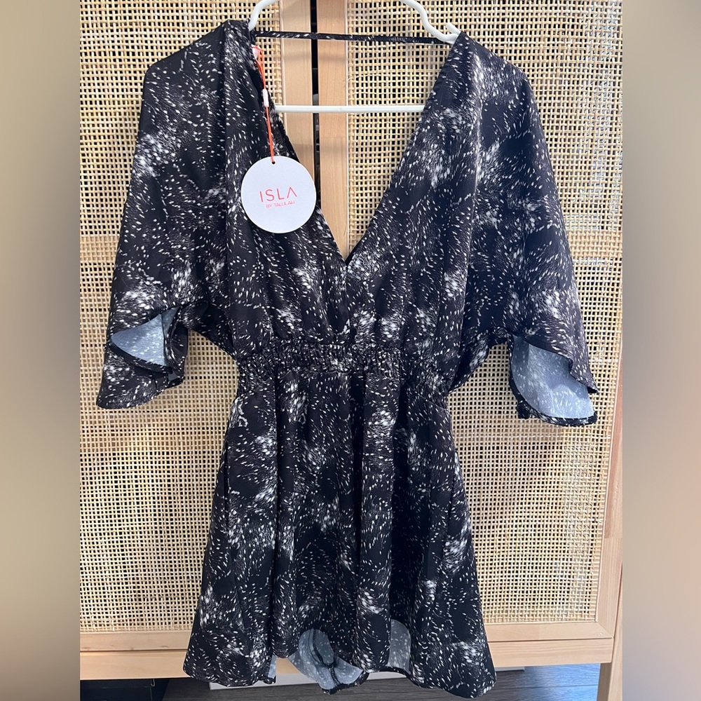 NWT ISLA by Talulah Silk Romper - Black/White, XS